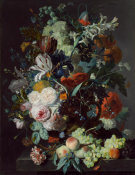 Jan van Huysum - Still Life with Flowers and Fruit, c. 1715