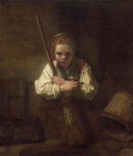 Rembrandt Workshop - A Girl with a Broom, probably begun 1646/1648 and completed 1651