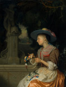 Godefridus Schalcken - Woman Weaving a Crown of Flowers, c. 1675/1680