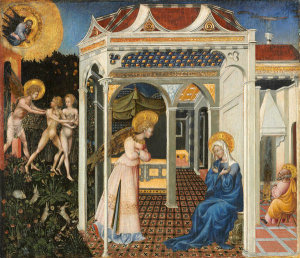 Giovanni di Paolo - The Annunciation and Expulsion from Paradise, c. 1435