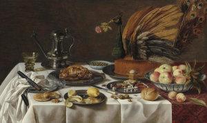 Pieter Claesz - Still Life with Peacock Pie, 1627