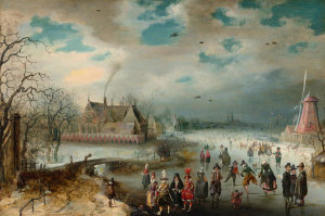 Adam van Breen - Skating on the Frozen Amstel River, 1611