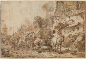 Isack van Ostade - Workmen before an Inn, c. 1645