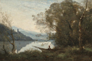 Jean-Baptiste-Camille Corot - The Moored Boatman: Souvenir of an Italian Lake, 1861
