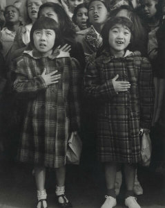Dorothea Lange - Public school flag pledge ceremony, San Francisco, April 1942
