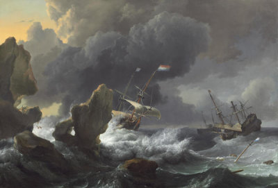 Ludolf Backhuysen - Ships in Distress off a Rocky Coast, 1667
