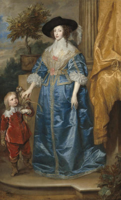 Sir Anthony van Dyck - Queen Henrietta Maria with Sir Jeffrey Hudson, 1633