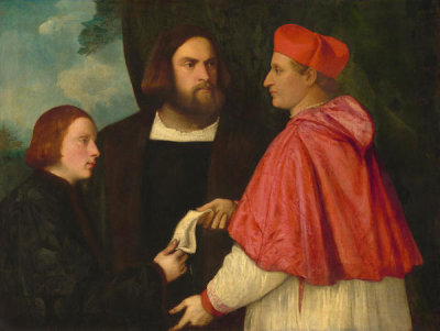 Follower of Titian - Girolamo and Cardinal Marco Corner Investing Marco, Abbot of Carrara, with His Benefice, c. 1520/1525