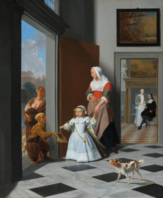 Jacob Ochtervelt - A Nurse and a Child in an Elegant Foyer, 1663