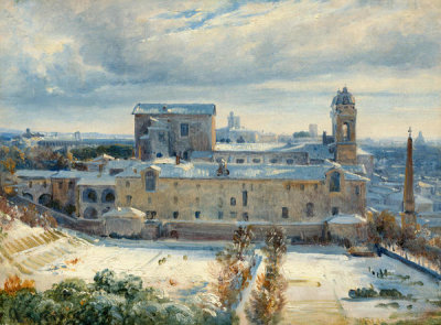 André Giroux - Santa Trinità dei Monti in the Snow, 1825/1830