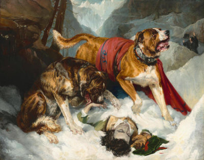Sir Edwin Landseer - Alpine Mastiffs Reanimating a Distressed Traveler, 1820