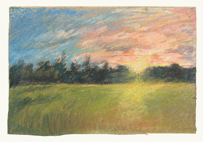 Paul Huet - A Meadow at Sunset, c. 1845