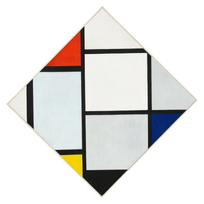 Piet Mondrian - Tableau No. IV; Lozenge Composition with Red, Gray, Blue, Yellow, and Black, c. 1924/1925