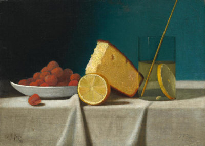 John Frederick Peto - Still Life with Cake, Lemon, Strawberries, and Glass, 1890