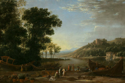 Claude Lorrain - Landscape with Merchants, c. 1629