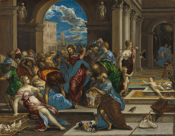 Christ Cleansing the Temple, probably before 1570 by El Greco - Paper